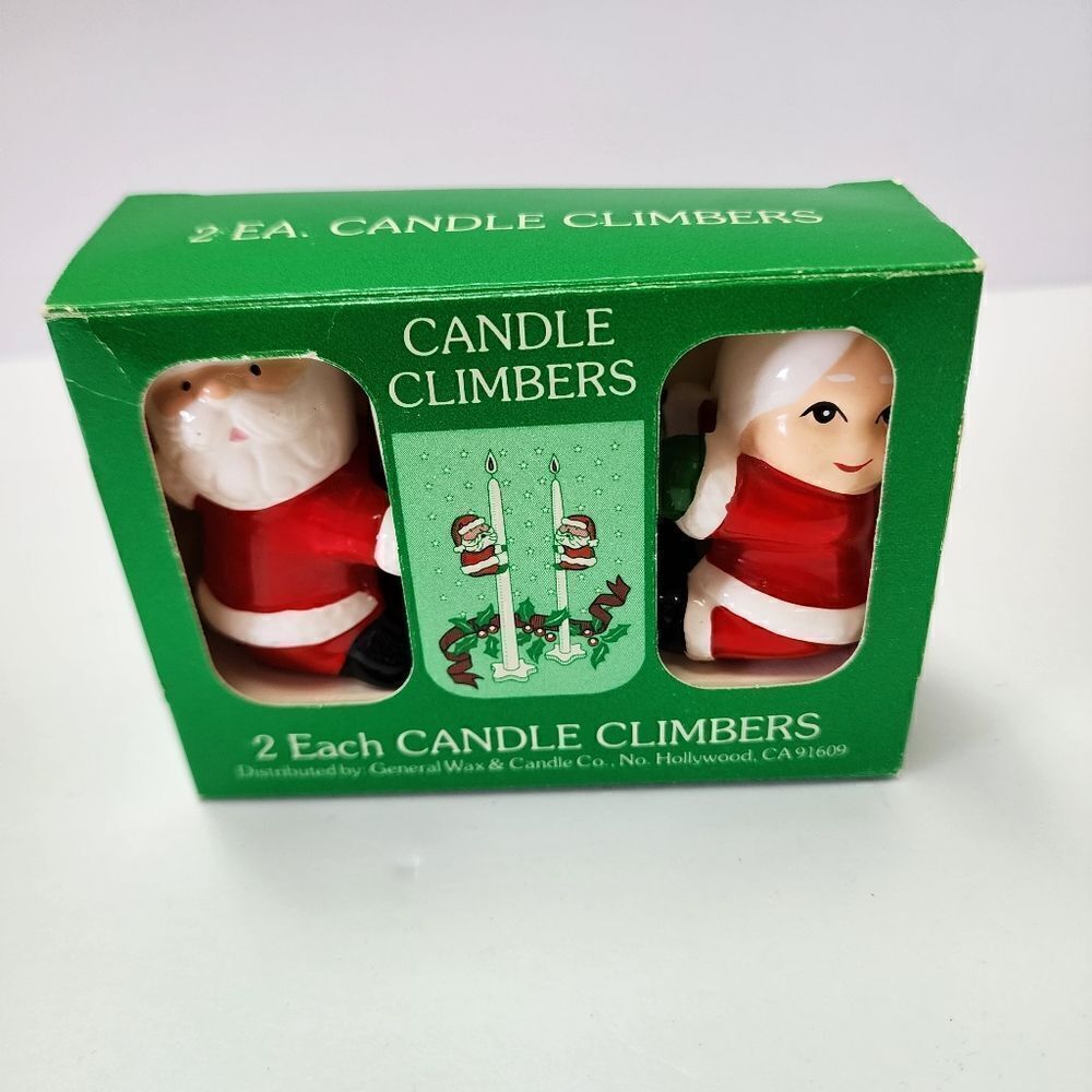 General Wax & Candle Co. Vintage Candle Climbers Santa and Mrs Claus Christmas